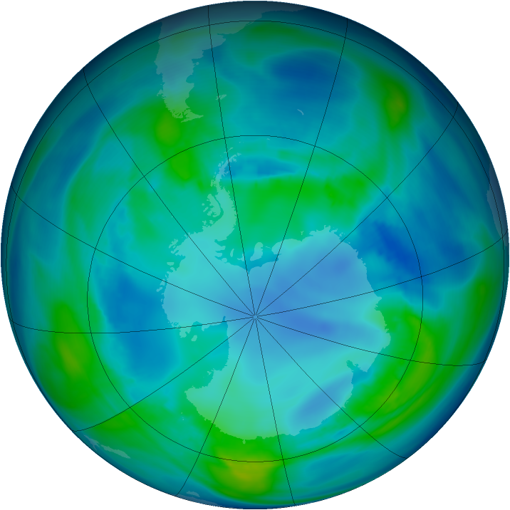 Antarctic ozone map for 28 April 2005